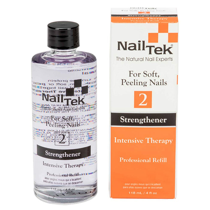 Nail Tek Treatments Intensive Therapy 2 | Nail Strengthener for Soft and Peeling Nails | Professional Refill | 4 Fl. Oz.