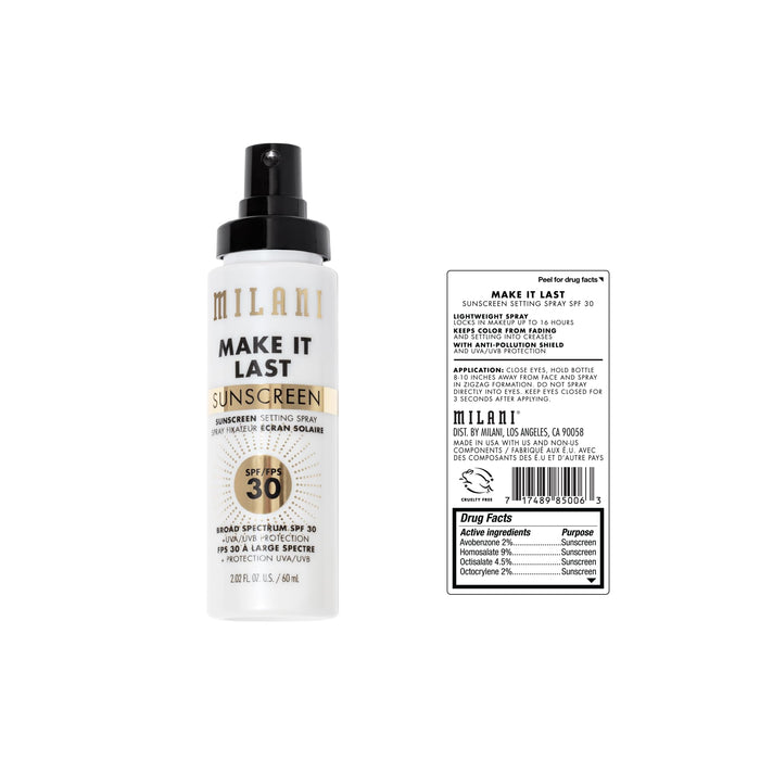 Milani Make It Last Sunscreen - Sunscreen Setting Spray with SPF 30 - Makeup Primer and Setting Spray with SPF30 Sunscreen, Long Lasting Makeup Finishing Spray - 2 Pack