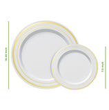 SETUP [60 Piece Combo Gold Trim Plastic Plates - Premium Heavy-Duty 30 Disposable 10.25" Dinner Party Plates and 30 Disposable 7.5" Salad Plates