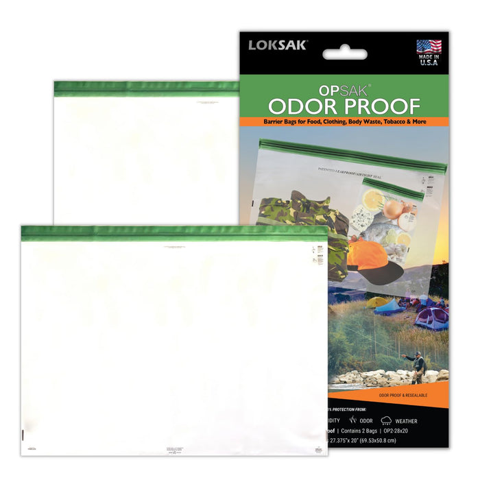 LOKSAK - OPSAK Odorproof Dry Bags for Backpacking, Hiking and Storage- Resealable Reusable and Recyclable Storage Bags (2 pack 28 in x 20 in)