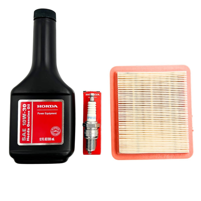 GENUINE TUNE UP KIT FOR HONDA GCV160 GCV170 GCV190LA GCV200 GC190 GC160 GC190 LAWN MOWER HRR216 HRS216 HRX217 HRX217K2 EB2800I EG2800I MOTOR OIL GENUINE AIR FILTER 17211-Z8B-901 SPARK PLUG 98079-55846