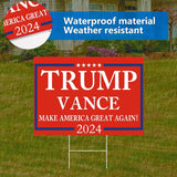 MAGJIUKE Trump Vance 2024 Yard Sign, Donald Trump President JD Vance Vice President 2024 Yard Signs, 18 "X 12" Double-Sided MAGA Sign, Metal H-Shaped Stake, Red And Blue 2-Pack