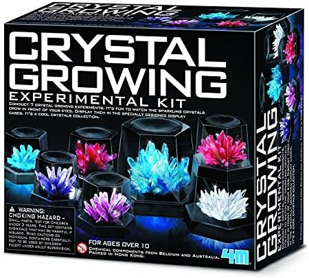 4M 7 Crystal Growing Science Experimental Kit with Display Cases - Easy DIY STEM Toy Lab Experiment Specimens, Educational Gift for Kids, Teens, Boys & Girls