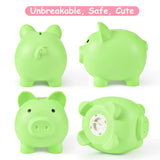 PJDRLLC Piggy Bank, Unbreakable Plastic Money Bank, Coin Bank for Girls and Boys, Medium Size Piggy Banks, Practical Gifts for Birthday, Easter, Christmas (Light Green)