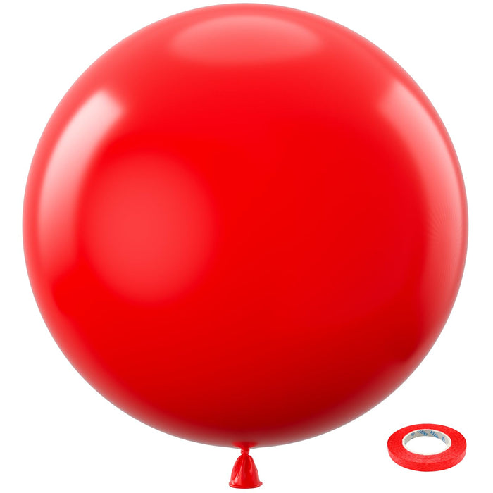 Bezente Red Giant Balloons 36 Inch - 8 Pack Jumbo Red Balloons Large Round Red Latex Balloons for Photo Shoot Wedding Anniversary Birthday Christmas New Year Party Decorations