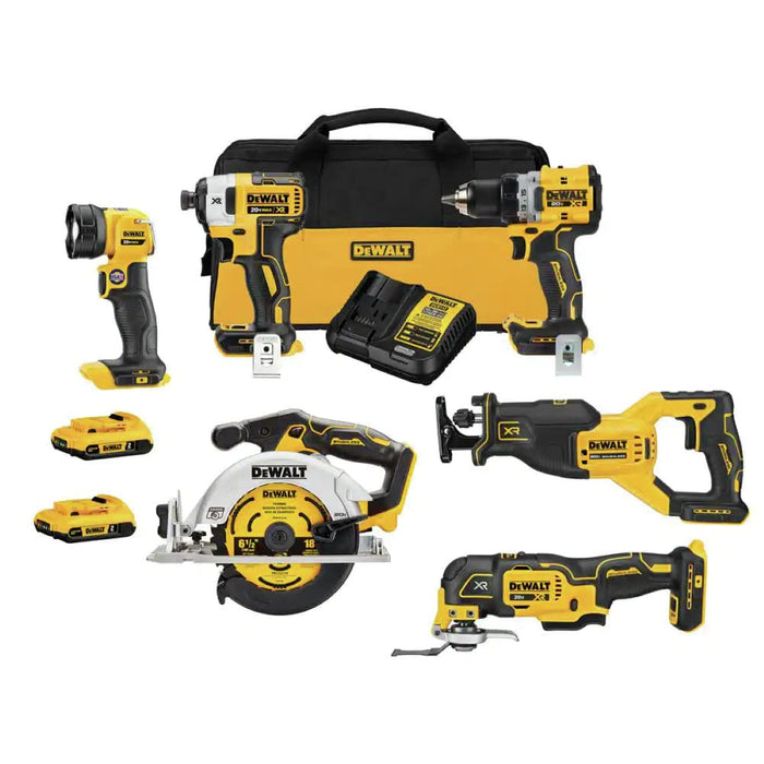 DEWALT 20V MAX* XR Cordless Combo Kit (6-Tool) with (2) Ah Batteries and Charger (DCK648D2)