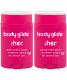 Body Glide For Her Anti Chafe Balm | Chafing stick with added emollients | Great for dry, sensitive skin and/or sensitive areas | Use on chest, bra, butt, groin, arm, and thigh chafing | 1.5oz-2pk