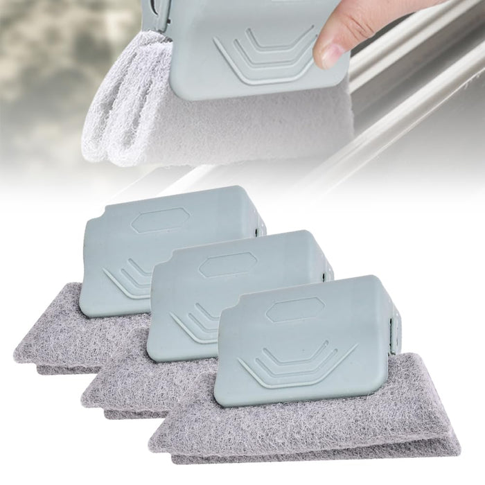 Magic Window Track Cleaner, 2025 Upgraded Handheld Cleaning Brush Set, for Window Slides Grooves, Tile Grout Lines, Shutter Slats, Car AC Vents & Narrow Gaps (Grey 3PCS)