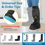 Walking Boot Cover Orthopedic for Broken Foot Injuries Medical Cast Cover Ankle Fracture Tall Walking Boot Cover Outdoor Cast Protector Rain Snow Surgical Recovery Air Walker Boot Accessories - Black
