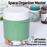 Extra Large Supplement Organizer,Betife Daily Weekly Pill Organizer Bottle, Pill Dispenser with 7 Large Compartments, Organizer to Hold Monthly Vitamin or Medication,Includes 21 Pcs Labels（Green）