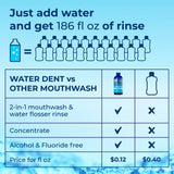 WATER DENT 2-in-1 Water Flosser Rinse & Mouthwash, Teeth Care, Concentrate 1:10, IRRIGANT, Add to Water Flosser,Mint Flavor (Pack of 2 -Value of 372 fl.oz), Alcohol Free, Fluoride Free