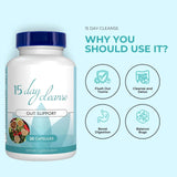 15 Day Cleanse 4 Bottle, Gut and Colon Broom Support, Health Support, Detox Cleanse with Senna, Cascara Sagrada & Psyllium Husk, for Men and Women, Total 120 Capsules