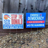 Choose Democracy Over Dictatorship Vote Harris Yard Sign | Anti-Trump Yard Sign | Home-Based Family Business