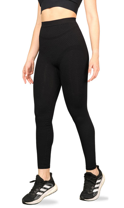 Bioflect® Compression Leggings with Bio Ceramic Micro-Massage Knit- for Support and Comfort - Black M/L