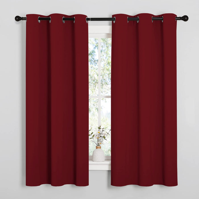 NICETOWN Holiday Christmas Decor Thermal Insulated Solid Grommet Blackout Curtains/Drapes for Living Room (1 Pair, 42 by 63 inches, Burgundy Red)