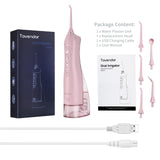 TOVENDOR Electric Water Flosser, Cordless Dental Oral Irrigator - 3 Modes, 5 Tips for Family Hygiene (300ML, Waterproof Waterflosser)