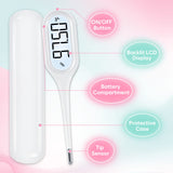 Digital Basal Body Thermometer: Easy@Home Accurate BBT for Ovulation Tracking & Fast Oral Thermometer with Large LCD Backlit Display | 1/100th Degree High Precision & Memory Recall | EBT-013