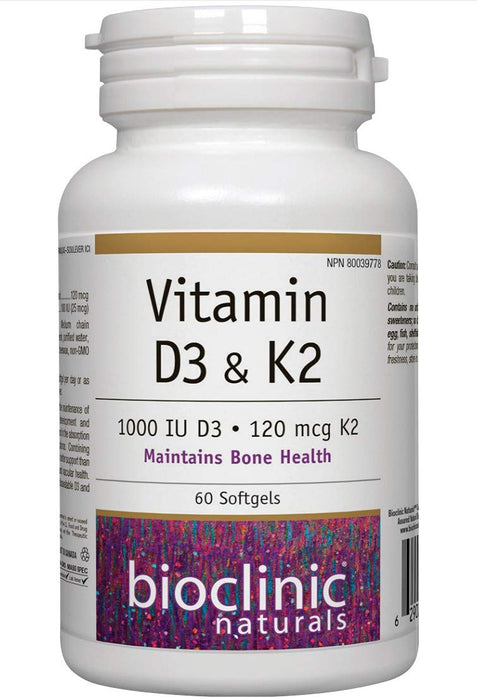 Bioclinic Naturals Vitamin D3 & K2 60 Gels by Bioclinic Naturals