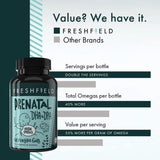 Freshfield Prenatal Omega 3 DHA Supplement: Fish Oil Replacement, Algae Oil, Vegan Friendly Supports Lactation & Brain Development. Mercury Free, Carbon Neutral, Plastic Negative (Prenatal 60)