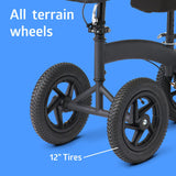 Medline All-Terrain Knee Walker, Alternative to Crutches, Hand Brakes, Basket, Brakes, 12-Inch Wheels, Light Weight