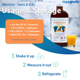 LIQUIDHEALTH Attention Liquid Multivitamin for Kids & Teens - Improves Memory Retention, Concentration, Focus, Mood, Relaxation & Calming - Great Taste, Vegan, Sugar-Free (16 oz)