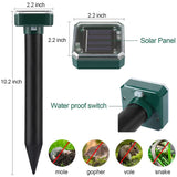 (2-Pack) Gopher Repellent Ultrasonic Solar Powered - Easy to Use Solar Mole Repellent Ultrasonic with an Auger Drill Bit - IP65 Waterproof Sonic Repeller Stakes for Groundhog, Vole, Snake, etc