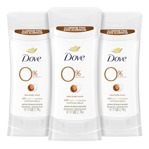 Dove Deodorant Stick Shea Butter 3 Count Non-irritating Deodorant for Underarm Care Kindest Aluminum Free Deodorant 2.6 oz