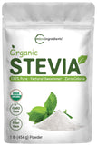 Pure Organic Stevia Powder, 1 Pound (2,837 Servings), Highest Grade Stevia Green Leaf Extract Reb-A | Reduced Bitter Aftertaste | 0 Calorie, Natural Sweetener, Sugar Alternative, Keto Friendly