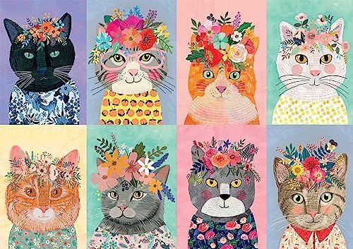Buffalo Games - Mia Charro - Colorful Cat Crowns - 500 Piece Jigsaw Puzzle for Adults -Challenging Puzzle Perfect for Game Nights - Finished Size is 21.25 x 15.00