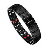 Feraco Mens Magnetic Bracelet Titanium Steel Magnetic Bracelet with Double Row 4 Elements Magnets (Black)