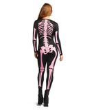 Tipsy Elves Form Fitting & Flattering Skeleton Bodysuits for Halloween - Women's Sexy Skeleton Costume - Women's Pink Skeleton Bodysuit Halloween Costume Size Small