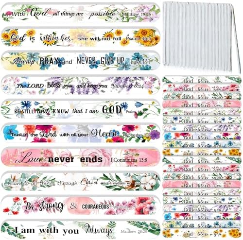 50 Pack Christian Gifts for Women Bulk Bible Verse Scripture Nail Files Floral Emery Boards Christian Religious Party Gifts Employee Appreciation Gifts for Team Staff Coworkers Teachers