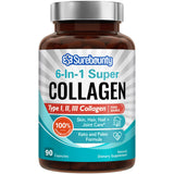 Surebounty Multi Collagen Complex, Type I, II, III, 6-in-1 Super Collagen with Vitamin C, Hyaluronic Acid, Biotin, Turmeric, Black Pepper, Keto, 90 Capsules