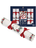 TOM SMITH  Signature White & Red Poinsetta Charity Christmas Crackers 33cm Pack 6