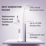 Dr. Emma Electric Flosser, Power Flosser for Adults Kids, Gum Stimulator, Teeth Cleaner, Reusable Flossing Tool with Toothbrush, Water Flosser Alternative, Purple