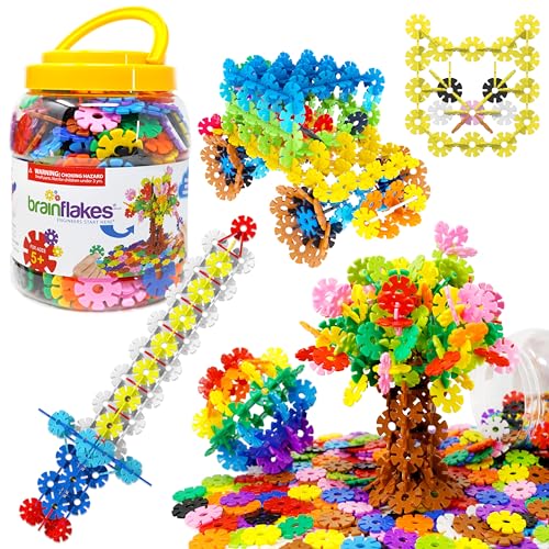 VIAHART BRAIN FLAKES 500 Piece Set, Ages 3+, Interlocking Plastic Disc Toy for Creative Building, Educational STEM learning, Construction Block Play for Kids, Teens, Adults, Boys, and Girls