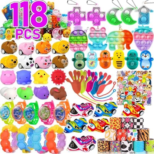 118 Pack Party Favor for Kids 4-8-12, Treasure Box Toys, School Classroom Prizes, Pinata Stuffers Goodie Bag Fillers, Treasure Chest Carnival Prizes