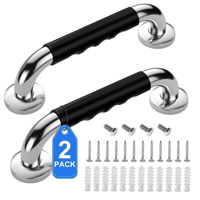 2 Pack 12 Inch Grab Bars for Bathtubs and Showers, Anti Slip Handicap Grab Bars for Shower, Safety Bath & Toilet Rail for Elderly Senior, Shower Handle Disability Assist Bathroom Handrail