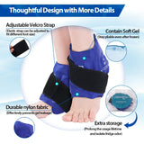 NEWGO 2 Pack Ankle Ice Pack Wraps for Swelling,Ice Pack for Ankle Injuires Reusable Ankle Cold Pack Wraps Hot Cold Therapy Ankle Ice Wraps for Sprains, Achilles, Tendonitis - Blue