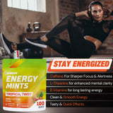 Energy Caffeine Mints | Caffeine + L-theanine + B Vitamins | Caffeinated Mints with 60mg Caffeine Per Serving | Delicious Sugar Free Energy Mints | (Tropical Twist, 100 Count) by Gymgum