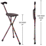 Switch Sticks Walking Stick, Walking Cane, Cane Chair, Quad Cane and Folding Cane with Seat is 34 Inches Tall, FSA and HSA Eligible, Supports Up to 220 Pounds, Bubbles