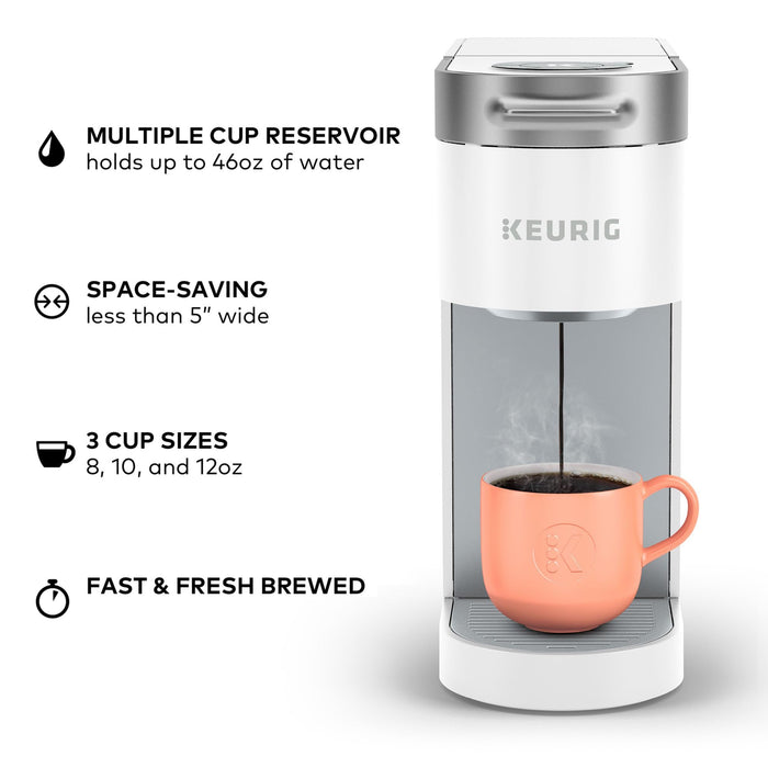 Keurig K-Slim Single Serve K-Cup Pod Coffee Maker, Multistream Technology, 3 Brew Sizes, Slim and Sleek Design, 46oz Removable Reservoir, White