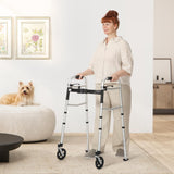 OasisSpace Walkers for Senior, Folding Walker with 5" 360° Wheels, Tri-Fold Design, Narrow and Lightweight, Supports up to 300 lbs for Seniors, Adult, and Disabled