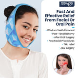 NEWGO Wisdom Teeth Ice Pack Head Wrap Jaw Ice Pack for Face Oral Surgery Pain Relief, FSA or HSA Face Ice Pack with 4 Hot/Cold Packs for Facial, Chin, Jaw-Blue