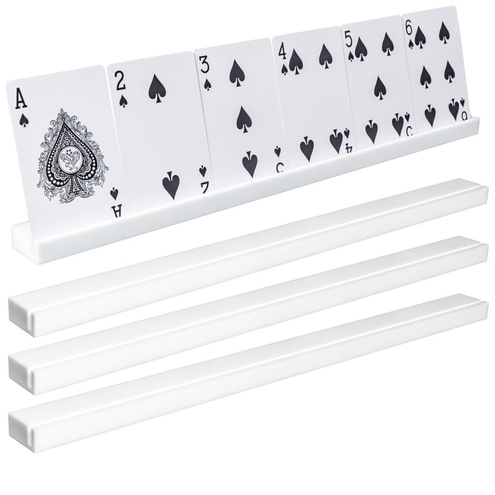 Playing Card Holders 13.4 Inches White Acrylic Solid Card Holder for Trump Games (4 pcs., White)