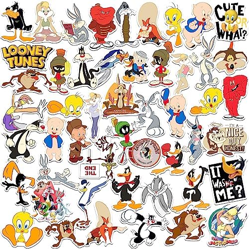 Looney Tunes 50ct Vinyl Large Deluxe Stickers Variety Pack - Laptop, Water Bottle, Scrapbooking, Tablet, Skateboard, Indoor/Outdoor - Set of 50
