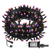 DAZZLE BRIGHT Halloween 300 LED String Lights, 100FT String Lights with 8 Lighting Modes, Halloween Decorations for Party Carnival Supplies, Outdoor Yard Garden Decor (Purple & Orange)