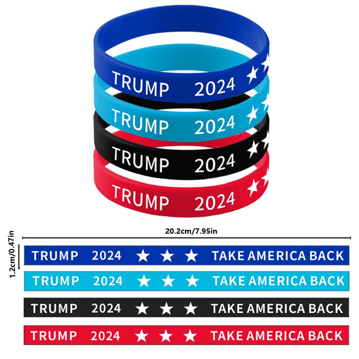 Trump 2024 Flag Hat Merchandise, Including Make America Great Again Hat, Take America Back Flag 3x5Ft, 4 Silicone Bracelets, 2 Buttons Badges