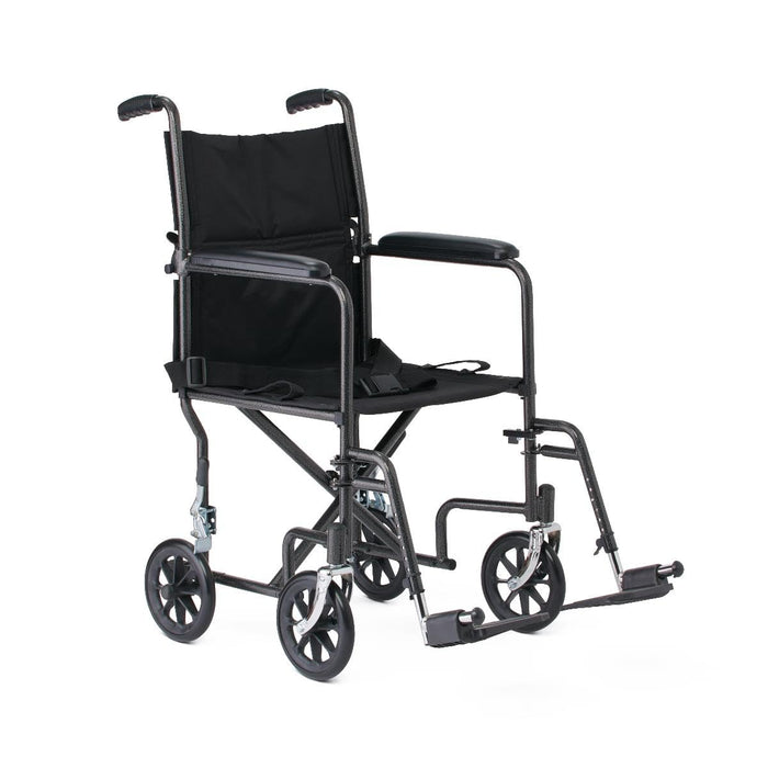 Black Hammertone Transport Chair, 19inch Seat, 300lbs Weight Capacity, Lightweight