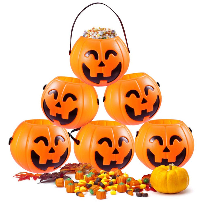 HANSGO Mini Halloween Portable Pumpkin Bucket, 12PCS 2.5 inches Small Halloween Pumpkin Candy Buckets Children Trick or Treat Bags